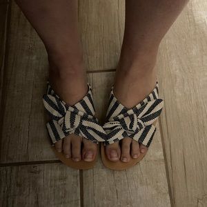 Blue and white sandals